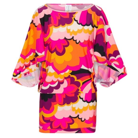 NWT TRINA TURK Fan Fire Swim Tunic Dress 3/4 Drape‎ Wide Sleeve Size L,S,M - Picture 1 of 12
